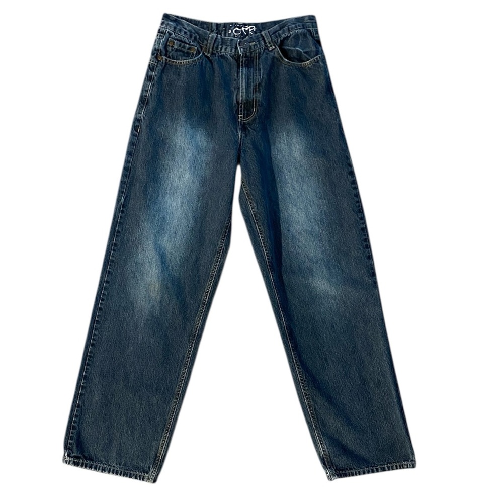 Vintage One Tough Brand OTB Jeans Boys 18 Blue Pre-Faded Y2K Embroidered Pockets